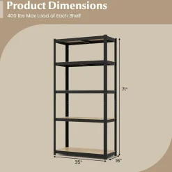 Tangkula 5-Tier Heavy Duty Metal Shelving with 2000 LBS Load, 35