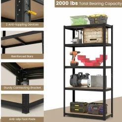 Tangkula 5-Tier Heavy Duty Metal Shelving with 2000 LBS Load, 35