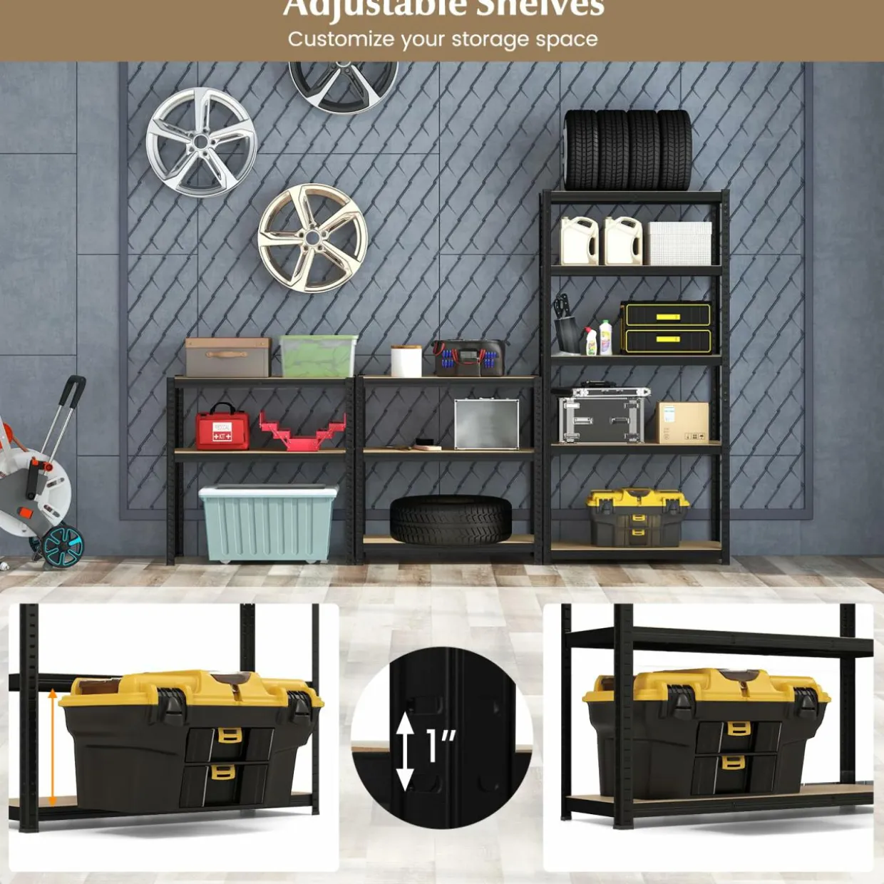 Tangkula 5-Tier Heavy Duty Metal Shelving with 2000 LBS Load, 35" / 47" Wide