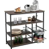 Tangkula 4-Tier Kitchen Baker's Rack, Industrial Microwave Oven Stand with Sliding Wire Basket