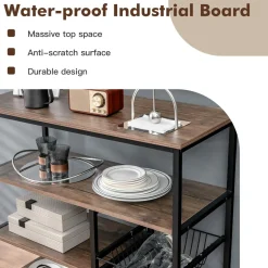 Tangkula 4-Tier Kitchen Baker's Rack, Industrial Microwave Oven Stand with Sliding Wire Basket