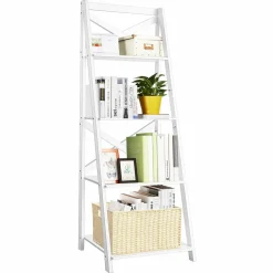 Tangkula 4-Tier Ladder Shelf Bookcase