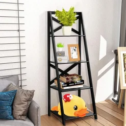 Tangkula 4-Tier Ladder Shelf Bookcase