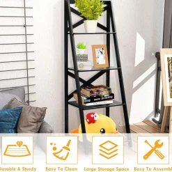 Tangkula 4-Tier Ladder Shelf Bookcase