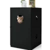 Tangkula 2-Tier Litter Box Enclosure, Cat House, Hidden for Large Cat (Black & Grey)