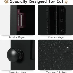 Tangkula 2-Tier Litter Box Enclosure, Cat House, Hidden for Large Cat (Black & Grey)