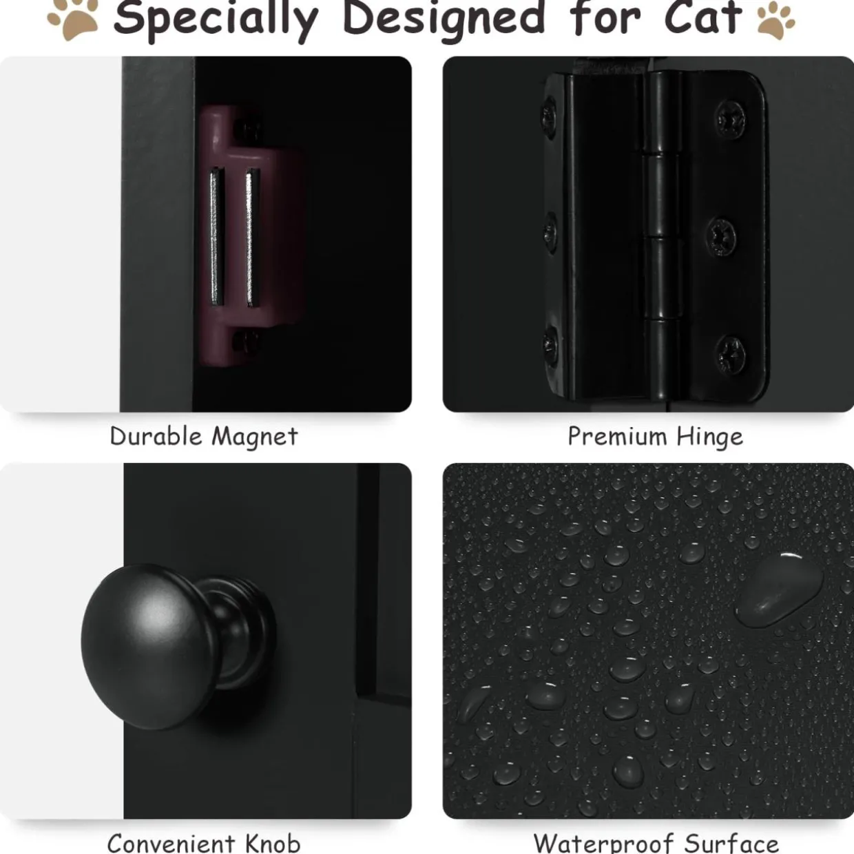 Tangkula 2-Tier Litter Box Enclosure, Cat House, Hidden for Large Cat (Black & Grey)