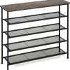 Tangkula 5-Tier Metal Shoe Rack, Freestanding Shoe Storage Organizer,  Rustic Brown