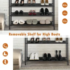 Tangkula 5-Tier Metal Shoe Rack, Freestanding Shoe Storage Organizer, Rustic Brown