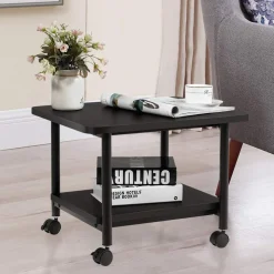 Tangkula 2-Tier Printer Stand, Under Desk Rolling Printer Cart with 2 Storage Shelves, Mobile Machine Stand Storage Rack for Home Office