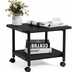 Tangkula 2-Tier Printer Stand, Under Desk Rolling Printer Cart with 2 Storage Shelves, Mobile Machine Stand Storage Rack for Home Office