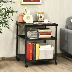 Tangkula 3-Tier Printer Stand Printer Cart, Multifunctional Utility Cart w/ Ample Storage Space