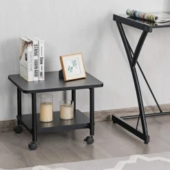 Tangkula 2-Tier Printer Stand, Under Desk Rolling Printer Cart with 2 Storage Shelves, Mobile Machine Stand Storage Rack for Home Office