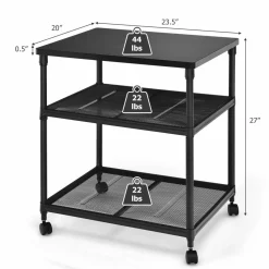 Tangkula 3-Tier Printer Stand Printer Cart, Multifunctional Utility Cart w/ Ample Storage Space
