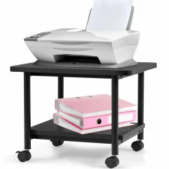 Tangkula 2-Tier Printer Stand, Under Desk Rolling Printer Cart with 2 Storage Shelves, Mobile Machine Stand Storage Rack for Home Office
