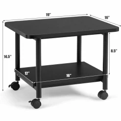 Tangkula 2-Tier Printer Stand, Under Desk Rolling Printer Cart with 2 Storage Shelves, Mobile Machine Stand Storage Rack for Home Office
