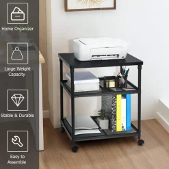 Tangkula 3-Tier Printer Stand Printer Cart, Multifunctional Utility Cart w/ Ample Storage Space