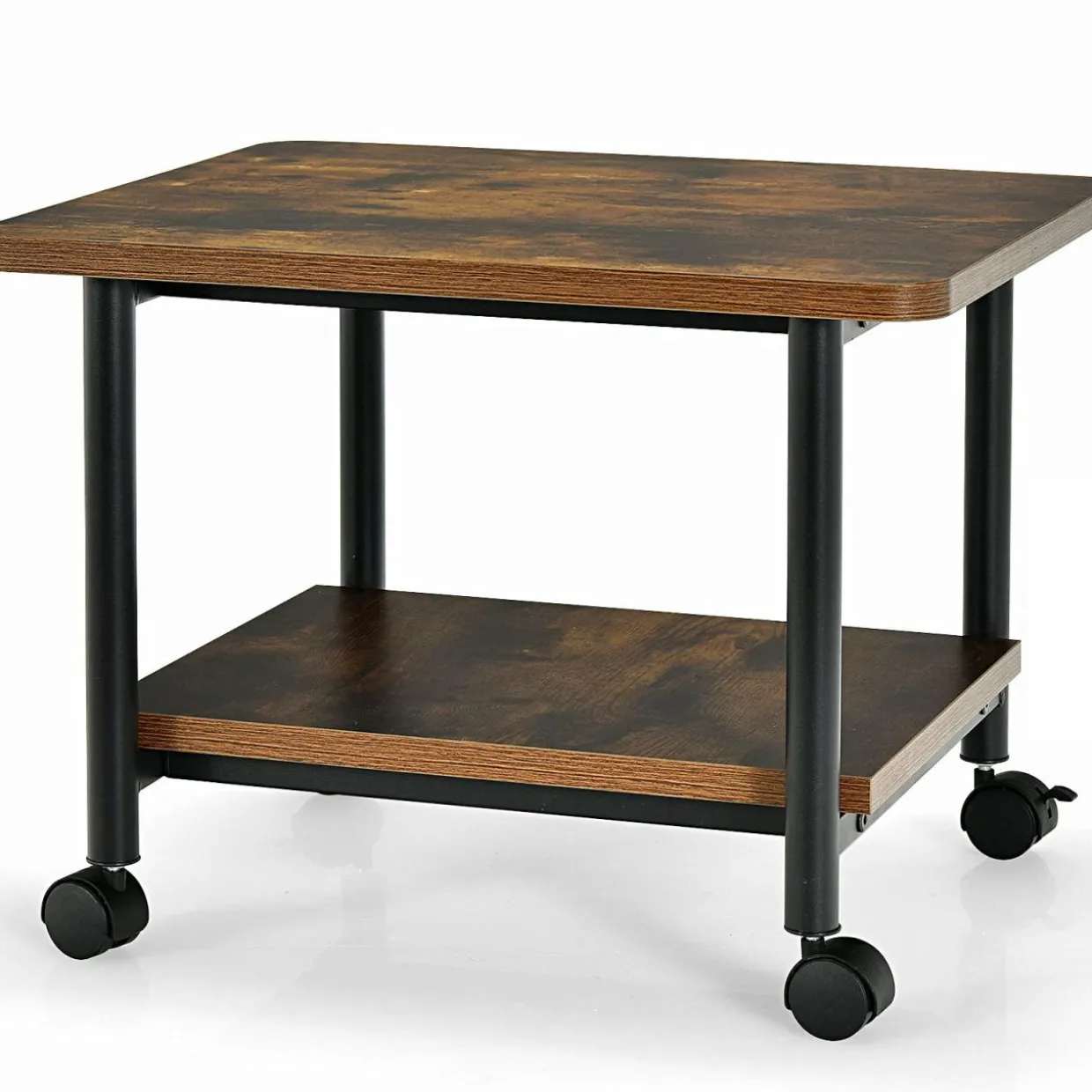 Tangkula 2-Tier Printer Stand, Under Desk Rolling Printer Cart with 2 Storage Shelves, Mobile Machine Stand Storage Rack for Home Office