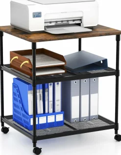 Tangkula 3-Tier Printer Stand Printer Cart, Multifunctional Utility Cart w/ Ample Storage Space