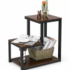 Tangkula 3-Tier Sofa Side Table, Nightstand with Storage Shelf
