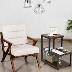 Tangkula 3-Tier Sofa Side Table, Nightstand with Storage Shelf