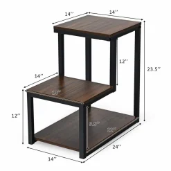 Tangkula 3-Tier Sofa Side Table, Nightstand with Storage Shelf