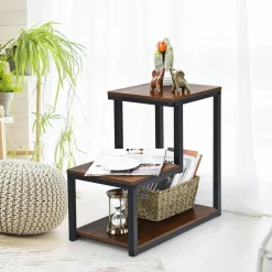 Tangkula 3-Tier Sofa Side Table, Nightstand with Storage Shelf