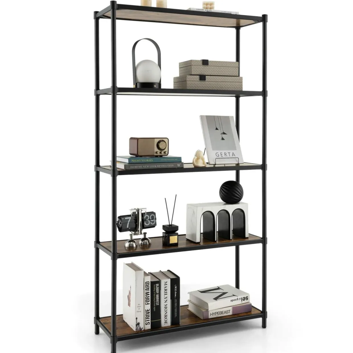 Tangkula 5-Tier Wooden Bookshelf