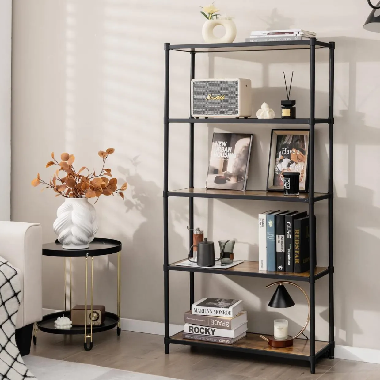 Tangkula 5-Tier Wooden Bookshelf