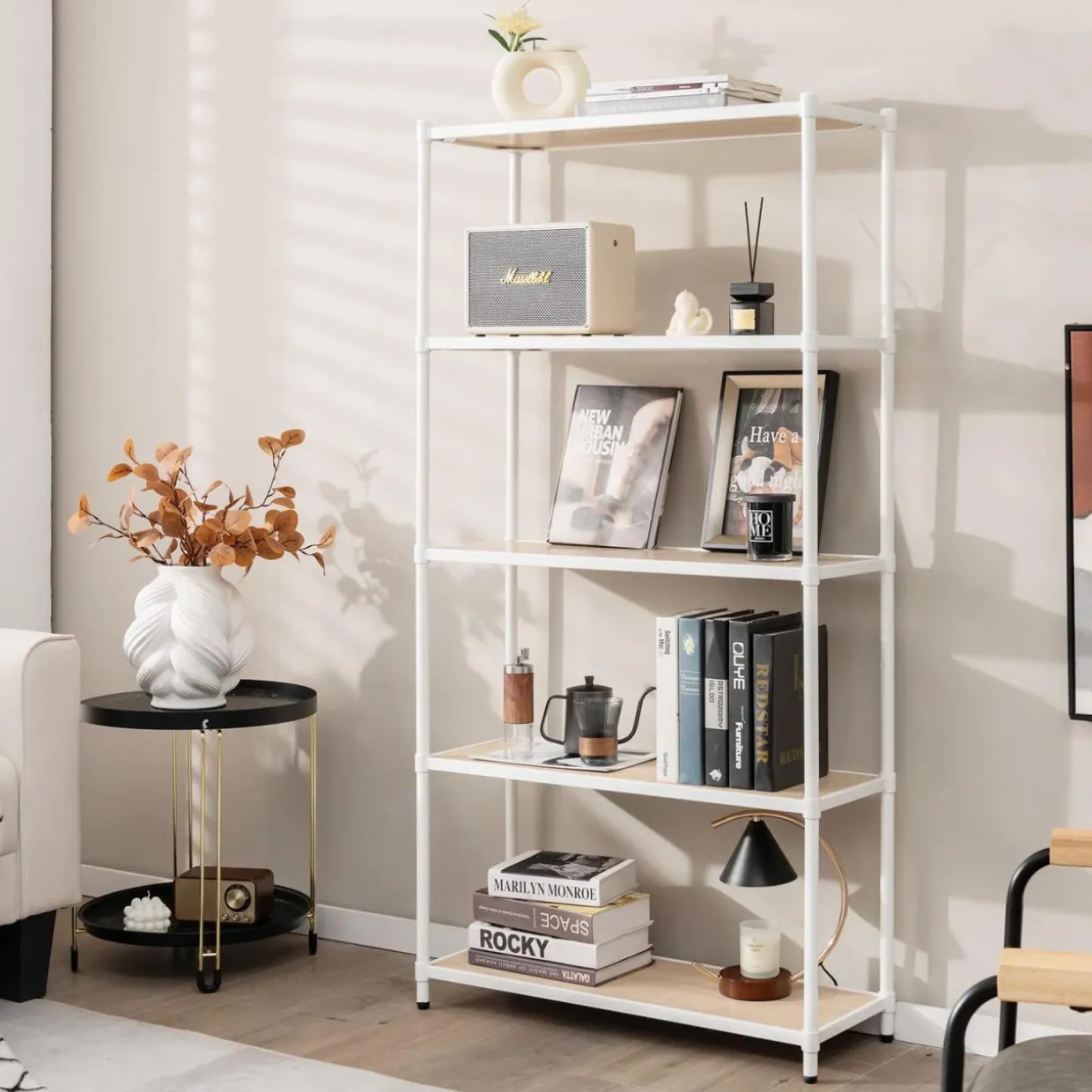 Tangkula 5-Tier Wooden Bookshelf