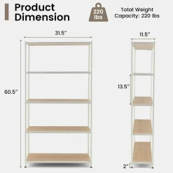 Tangkula 5-Tier Wooden Bookshelf