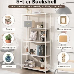 Tangkula 5-Tier Wooden Bookshelf