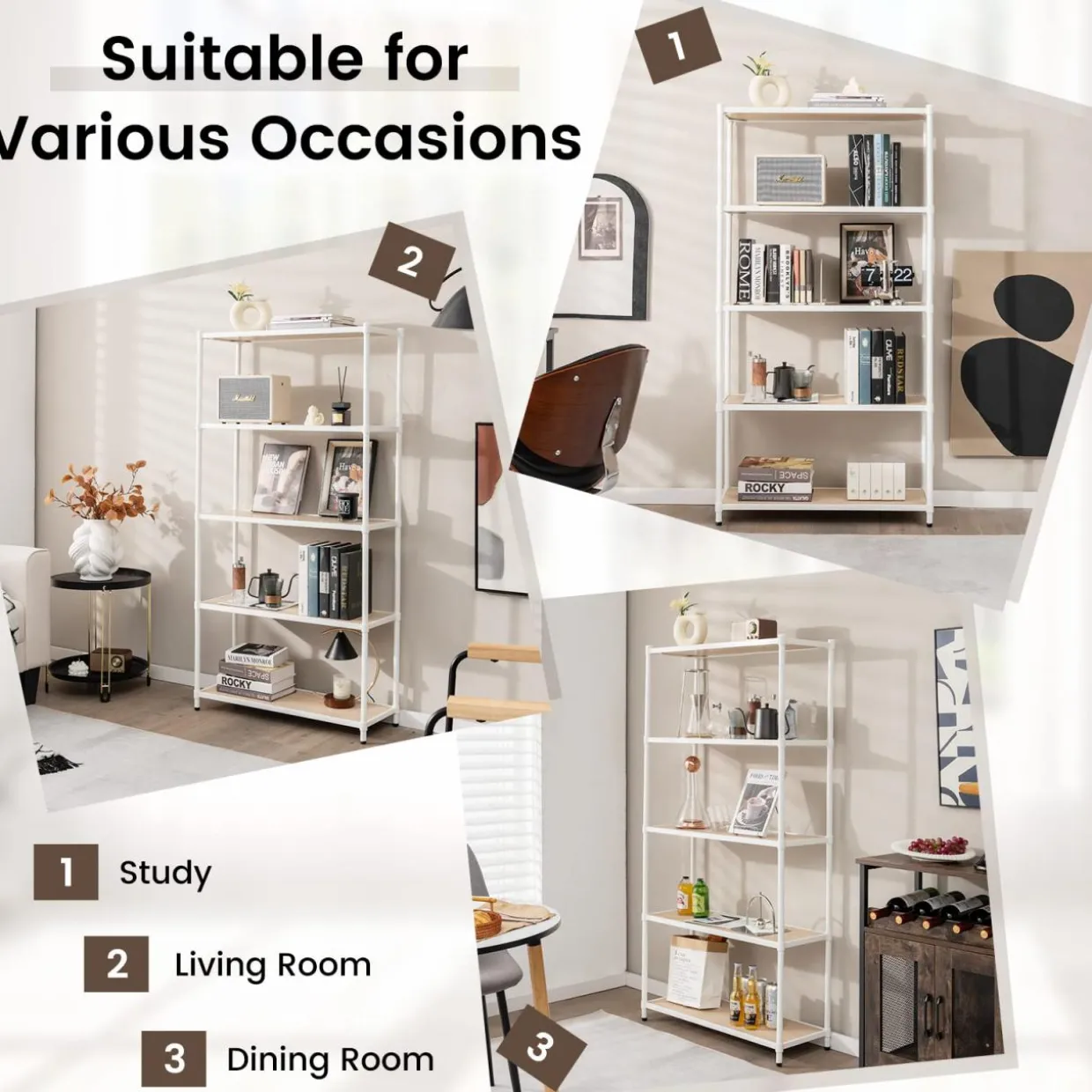 Tangkula 5-Tier Wooden Bookshelf