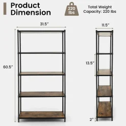 Tangkula 5-Tier Wooden Bookshelf