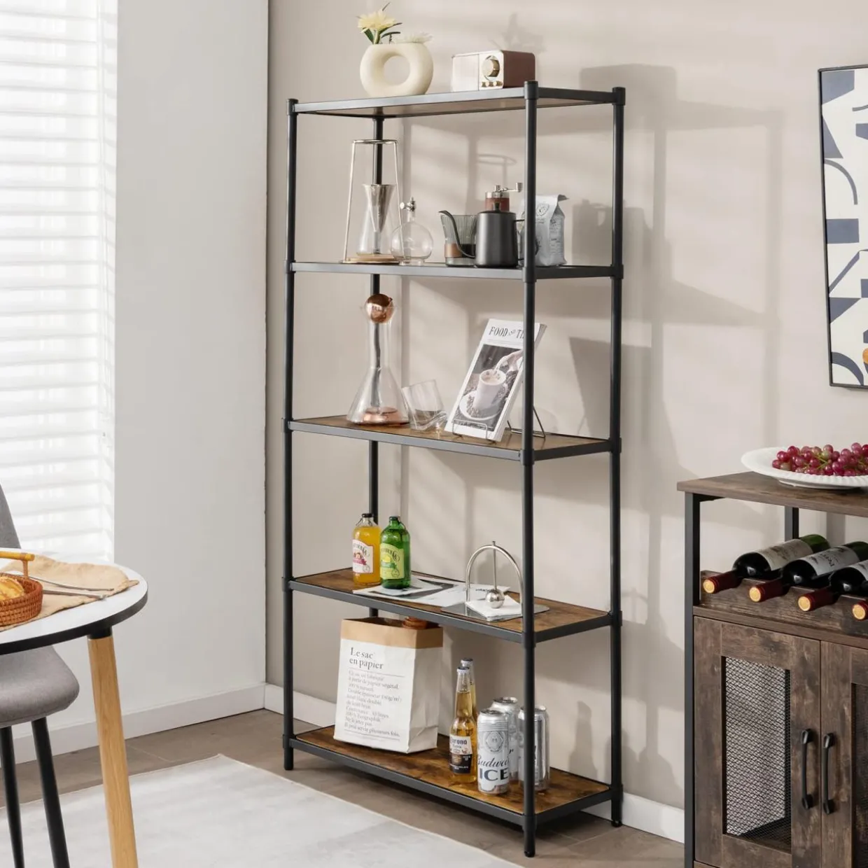 Tangkula 5-Tier Wooden Bookshelf