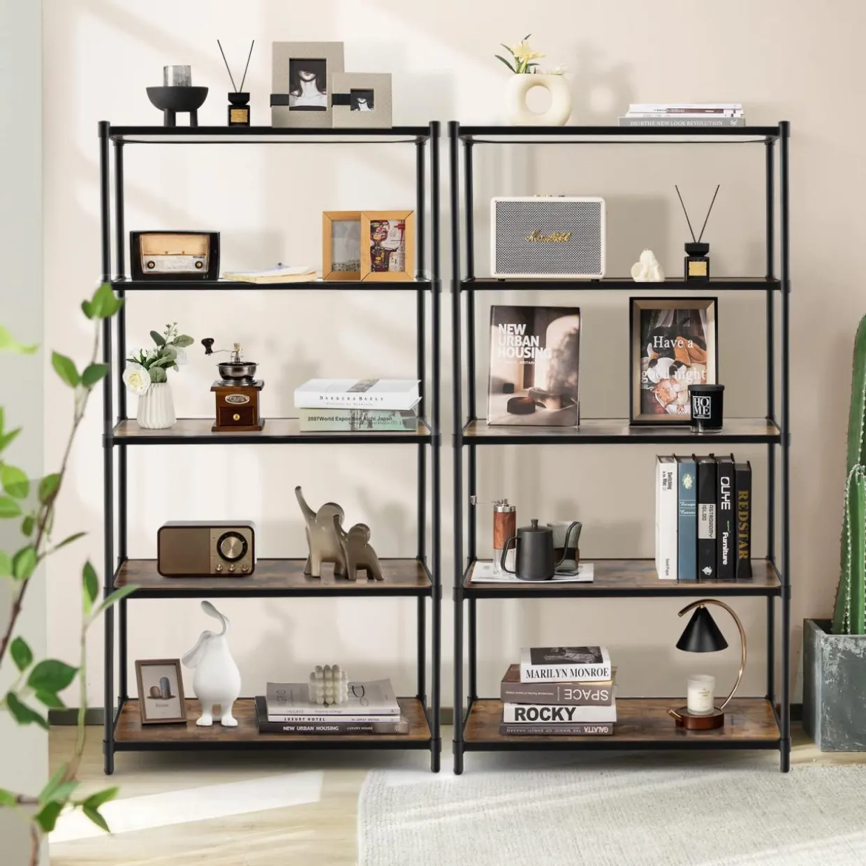 Tangkula 5-Tier Wooden Bookshelf