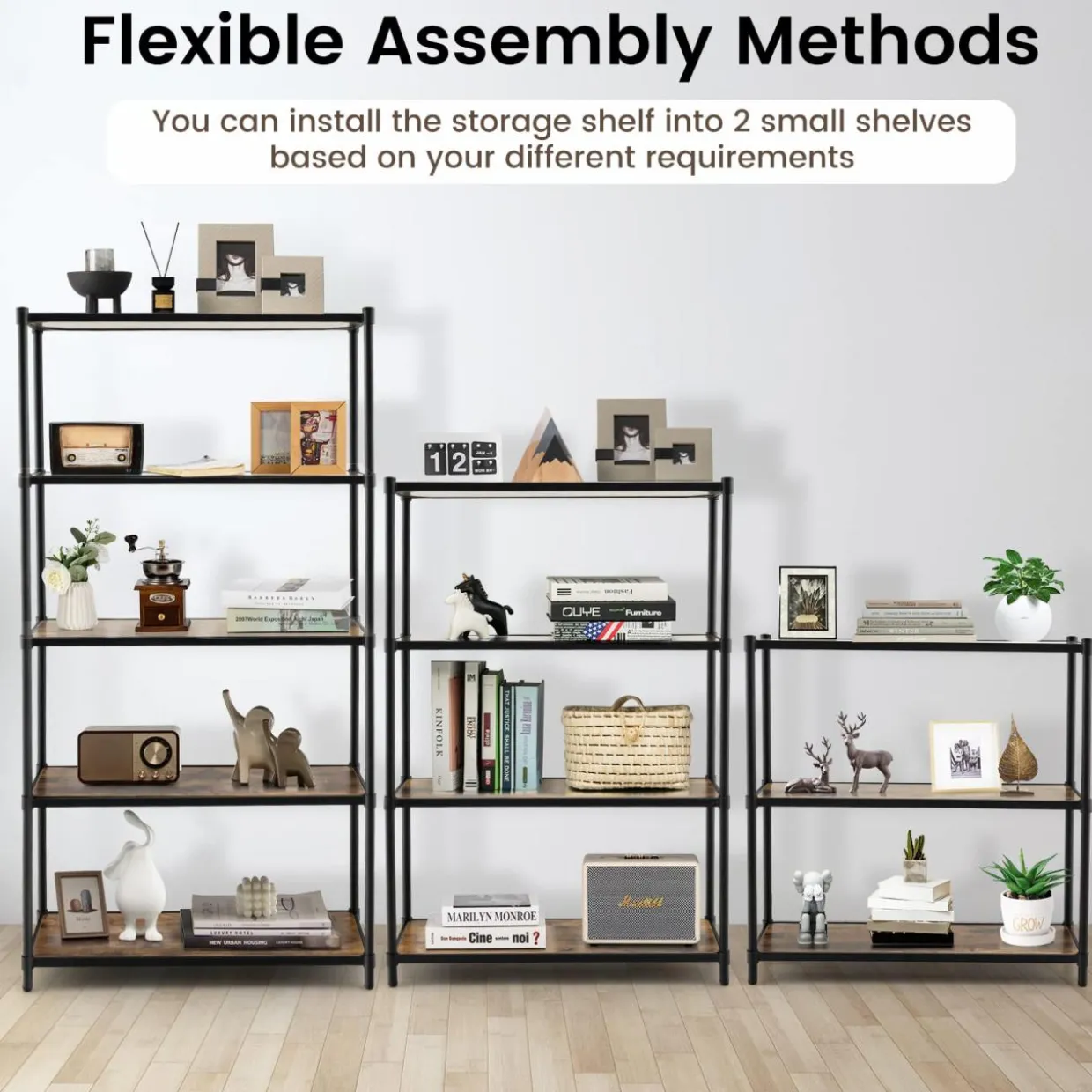 Tangkula 5-Tier Wooden Bookshelf