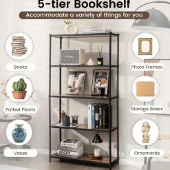 Tangkula 5-Tier Wooden Bookshelf