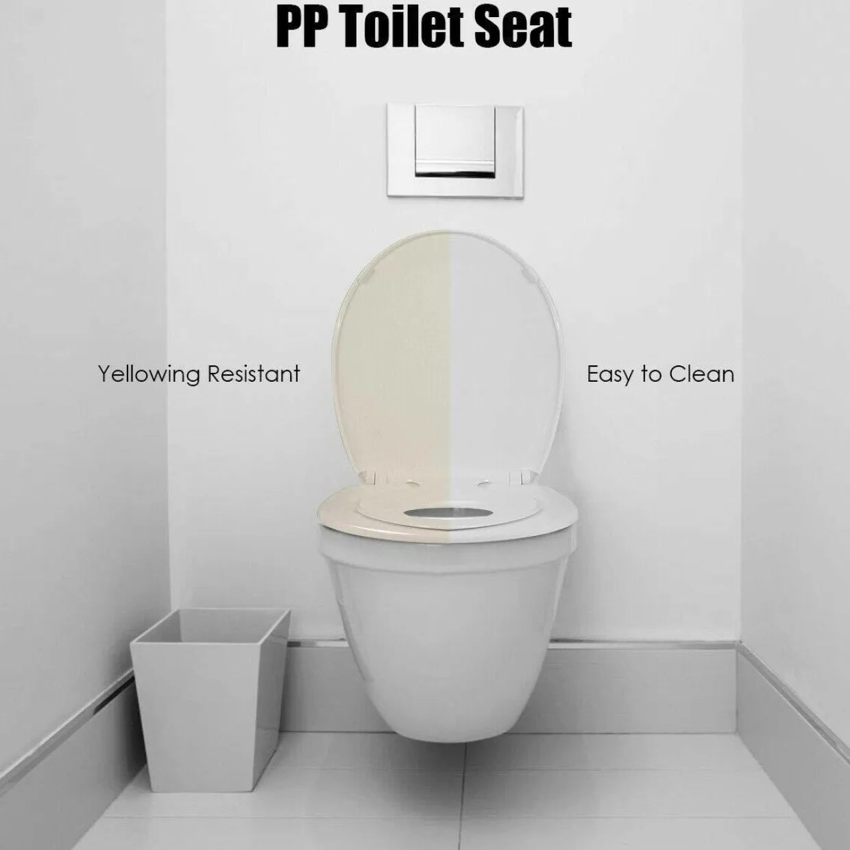 Tangkula Toilet Seat with Lid, Extra Build in Potty Training Child Seat, Slow Close, Round, Plastic, White