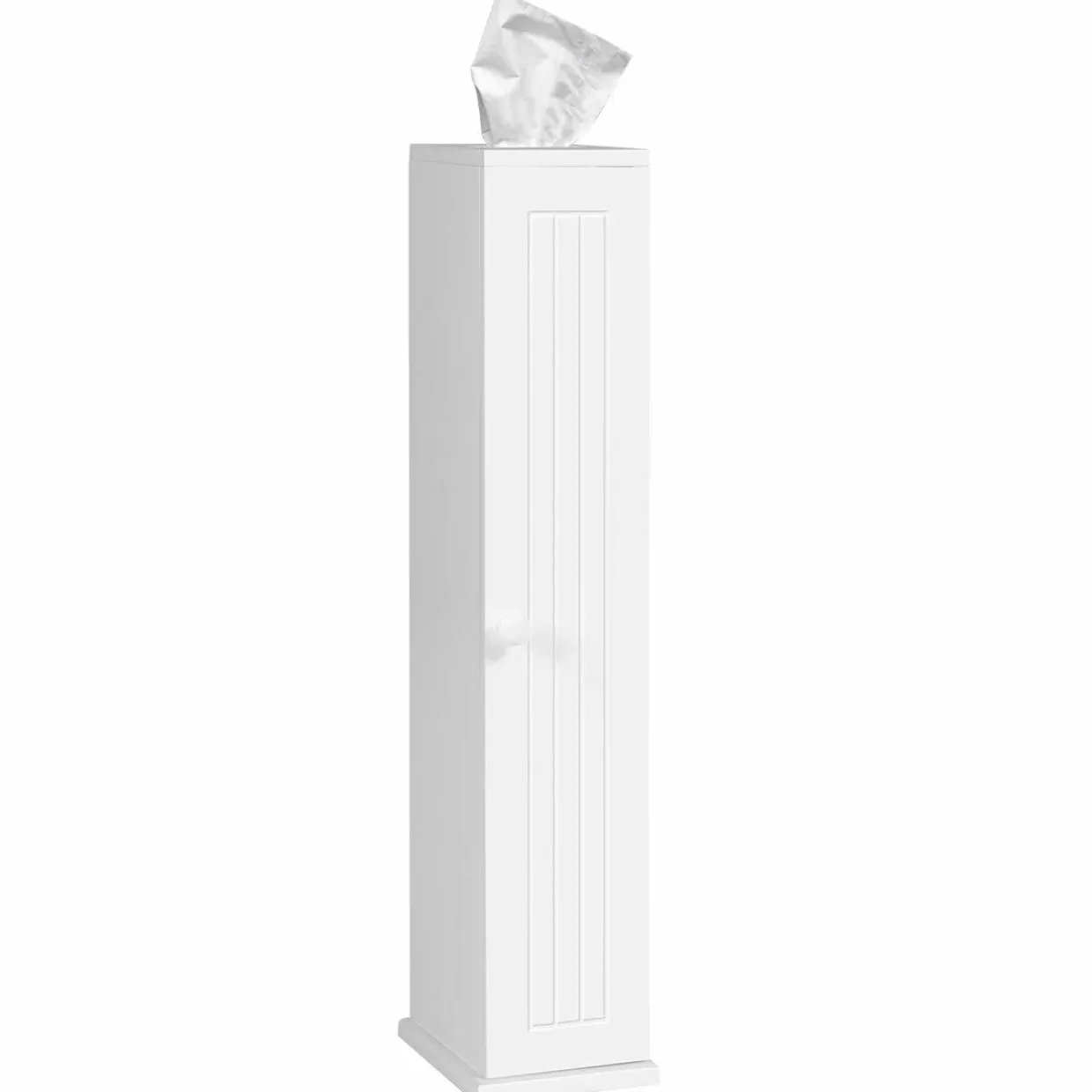 Tangkula Toilet Tissue Storage Tower, Free Standing Toilet Paper Holder with 4 Shelves, Bathroom Paper Storage Organizer with Door & Top Slot