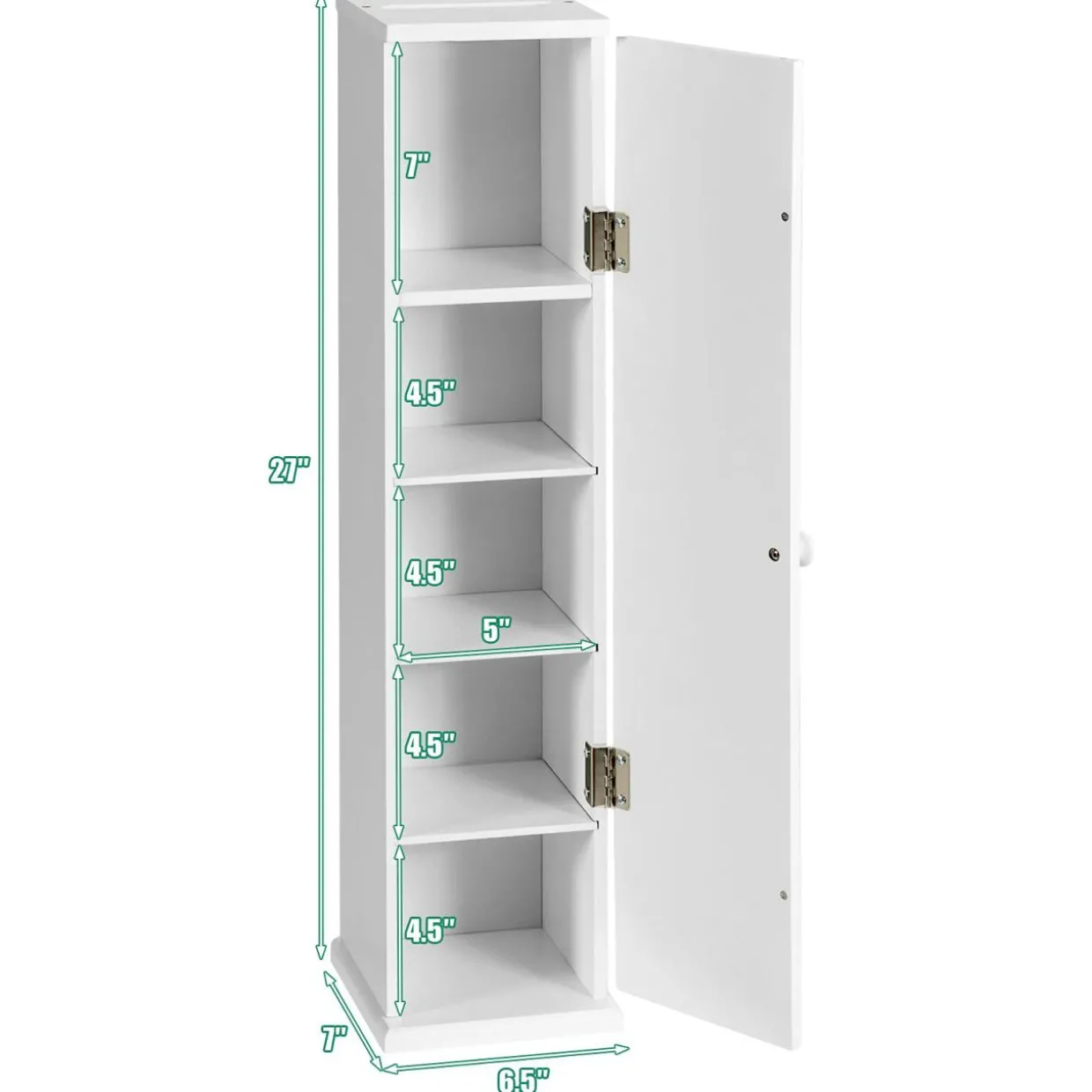 Tangkula Toilet Tissue Storage Tower, Free Standing Toilet Paper Holder with 4 Shelves, Bathroom Paper Storage Organizer with Door & Top Slot