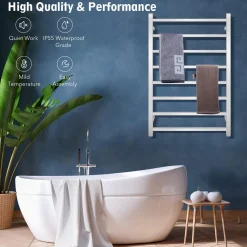Tangkula Towel Warmer 8 Bars, Wall Mounted Electric Heated Towel Rack