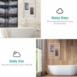 Tangkula Towel Warmer 8 Bars, Wall Mounted Electric Heated Towel Rack