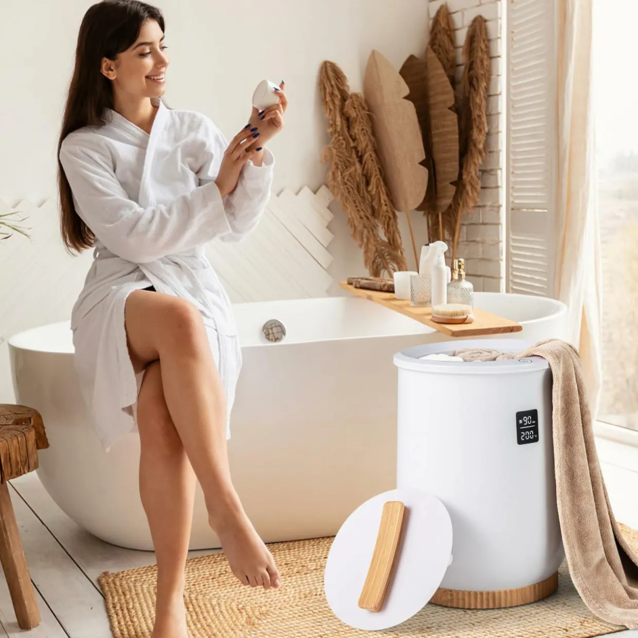 Tangkula Towel Warmer Bucket, 20L Heated Towel Warmer w/LED Display