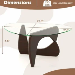 Tangkula Triangle Glass Coffee Table, Mid-Century Modern Center Table with Tempered Glass Top