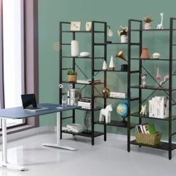 Tangkula Triple Wide 5-Tier Bookcase, Large Open Bookshelf, Display & Storage Shelf