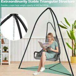 Tangkula Tripod Hammock Chair Stand, Heavy-Duty Metal Hammock Swing Stand for Hanging Chair