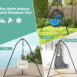 Tangkula Tripod Hammock Chair Stand, Heavy-Duty Metal Hammock Swing Stand for Hanging Chair