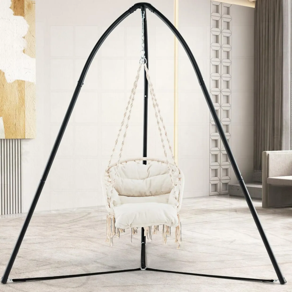 Tangkula Tripod Hammock Chair Stand, Heavy-Duty Metal Hammock Swing Stand for Hanging Chair