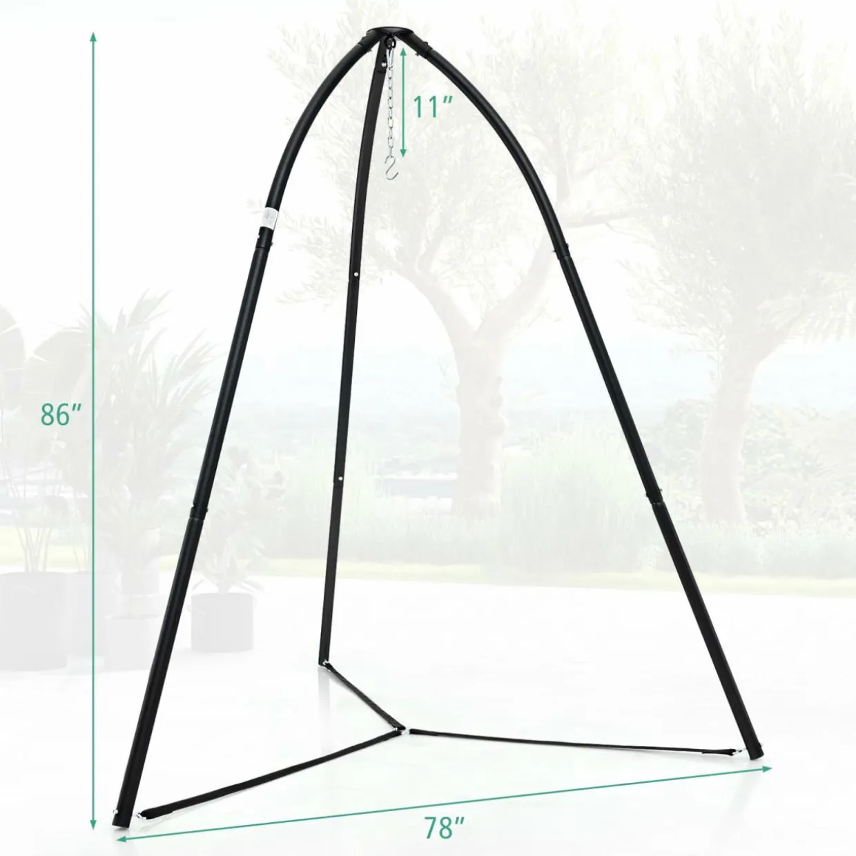 Tangkula Tripod Hammock Chair Stand, Heavy-Duty Metal Hammock Swing Stand for Hanging Chair